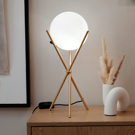 s.luce Orb Axis Glas-Tischlampe Dreibein 20cm