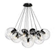 s.luce Orb Cluster Glas-Pendelleuchte 13-flammig 13x20cm mit eleganten, mundgeblasenen Glaskugeln für modernes Wohndesign.