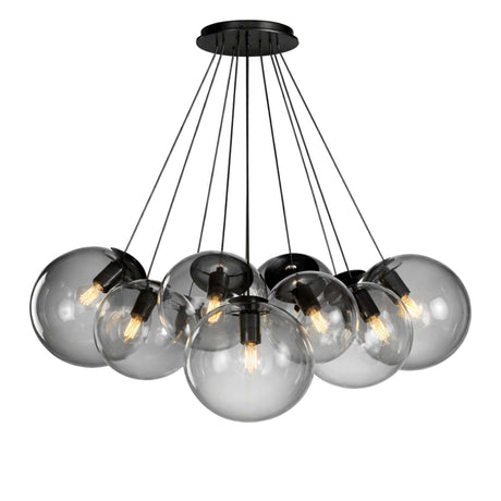 s.luce Orb Cluster Glas-Pendelleuchte 13-flammig 13x20cm in eleganter, moderner Form aus Glas für Wohnzimmer und Esstisch.