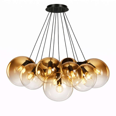 s.luce Orb Cluster Glas-Pendelampe 13-flammig 13x30cm in eleganter Anordnung mit mundgeblasenen Glaskugeln für stilvolle Wohnräume.