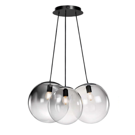 s.luce Orb Cluster Glas-Pendelleuchte 3-flammig 3x30cm in elegantem Design für stilvolles Licht im Wohnzimmer.
