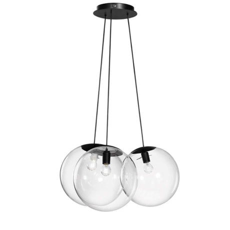 s.luce Orb Cluster Glas-Pendelleuchte 3-flammig 3x30cm mit mundgeblasenen Glaskugeln für stilvolles Licht im Wohnraum.