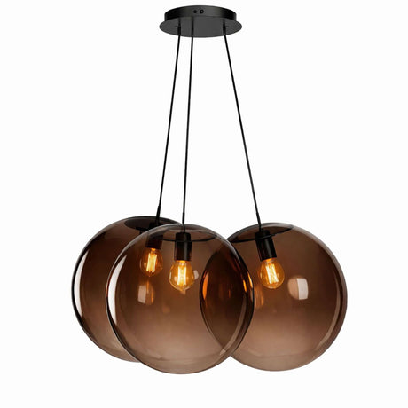s.luce Orb Cluster Glas-Hängeleuchte 3-flammig 3x40cm mit drei mundgeblasenen Glaskugeln in modernem Design.
