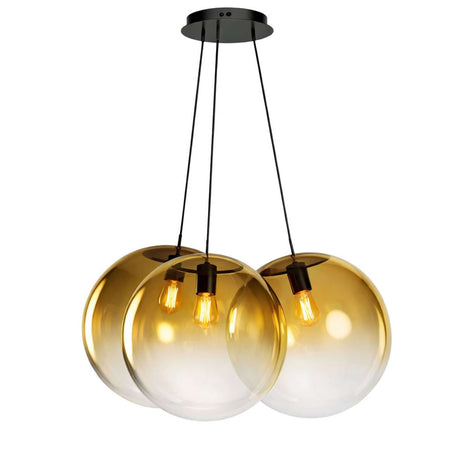 s.luce Orb Cluster Glas-Hängeleuchte 3-flammig 3x40cm mit drei mundgeblasenen Glaskugeln