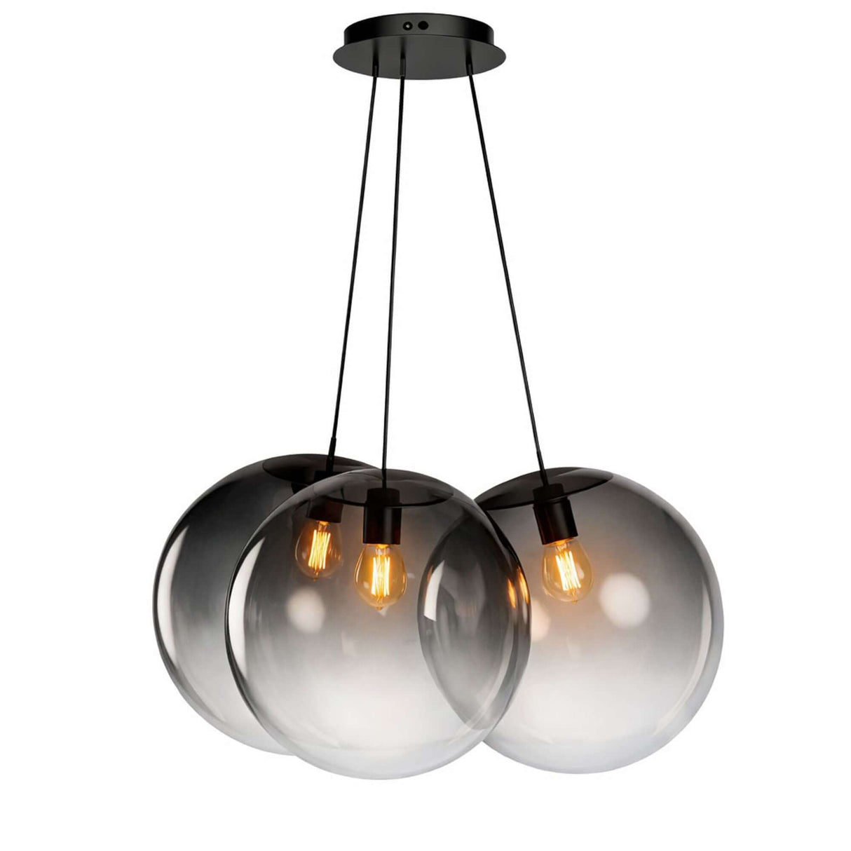s.luce Orb Cluster Glas-Hängeleuchte 3-flammig 3x40cm mit drei mundgeblasenen Glaskugeln.