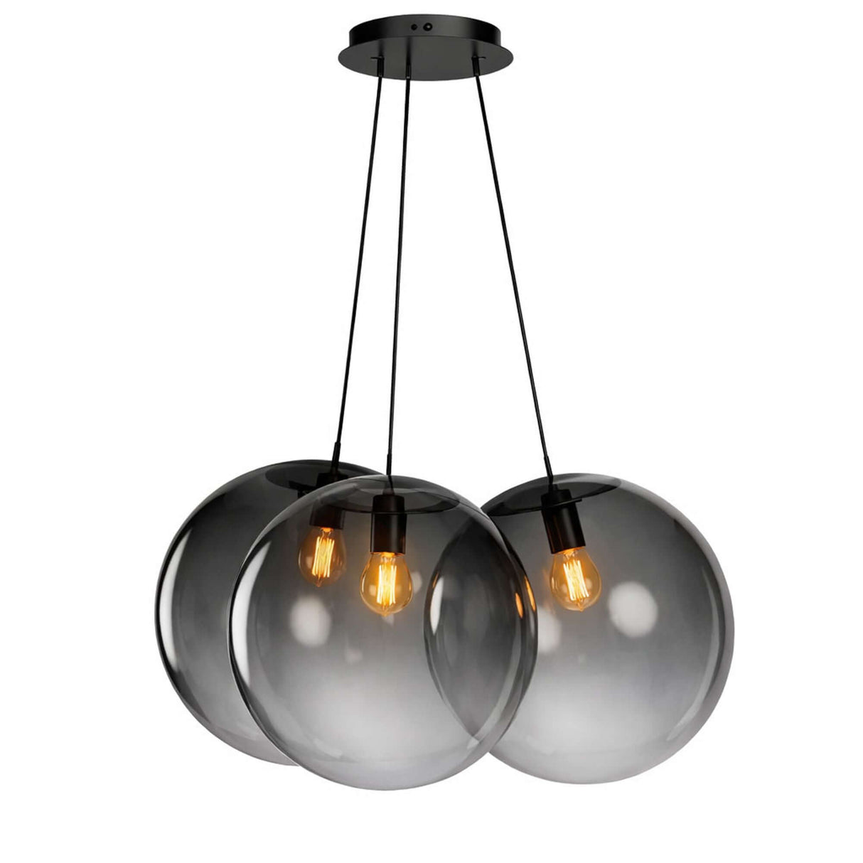 s.luce Orb Cluster Glas-Hängeleuchte 3-flammig 3x40cm mit drei mundgeblasenen Glaskugeln.