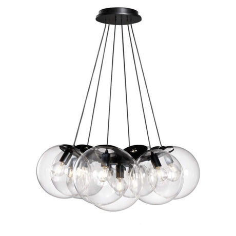 s.luce Orb Cluster Mehrfach-Pendelleuchte 7-flammig 7x20cm, elegante Glaskugeln, modernes Design für Wohnzimmer und Esstisch.