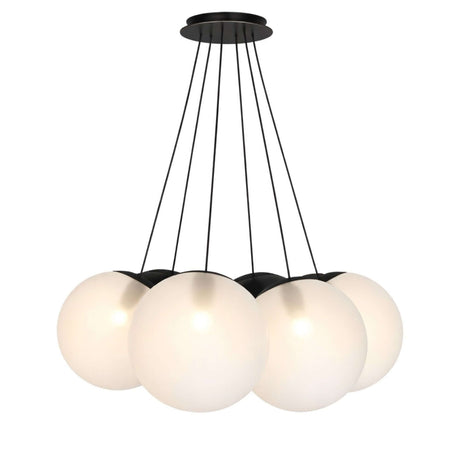 s.luce Orb Cluster Mehrfach-Pendelleuchte 7-flammig 7x20cm, moderne Deckenleuchte mit mundgeblasenen Glaskugeln für eleganten Wohnraum.