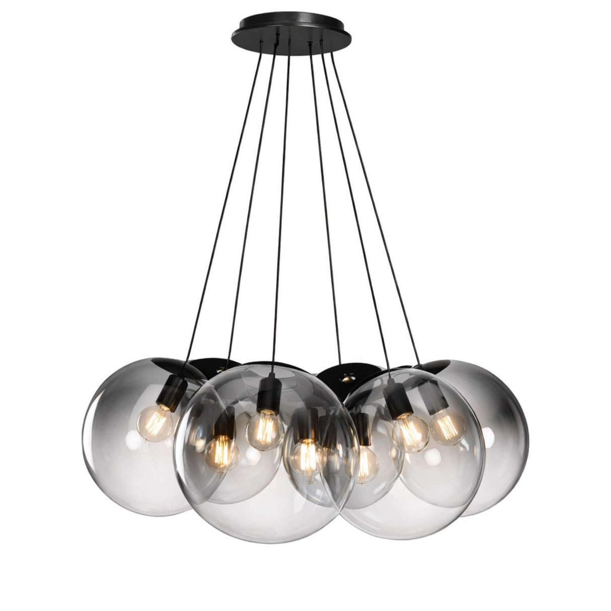 s.luce Orb Cluster Mehrfach-Pendelleuchte 7-flammig 7x20cm in elegantem Design, ideal für Wohnzimmer und Esstisch.
