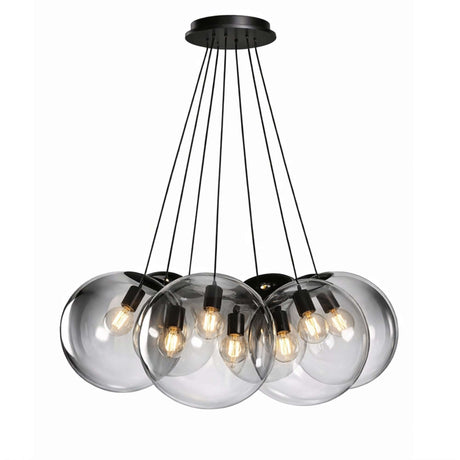 s.luce Orb Cluster Mehrfach-Hängelampe 7-flammig 7x30cm mit sieben mundgeblasenen Glaskugeln.