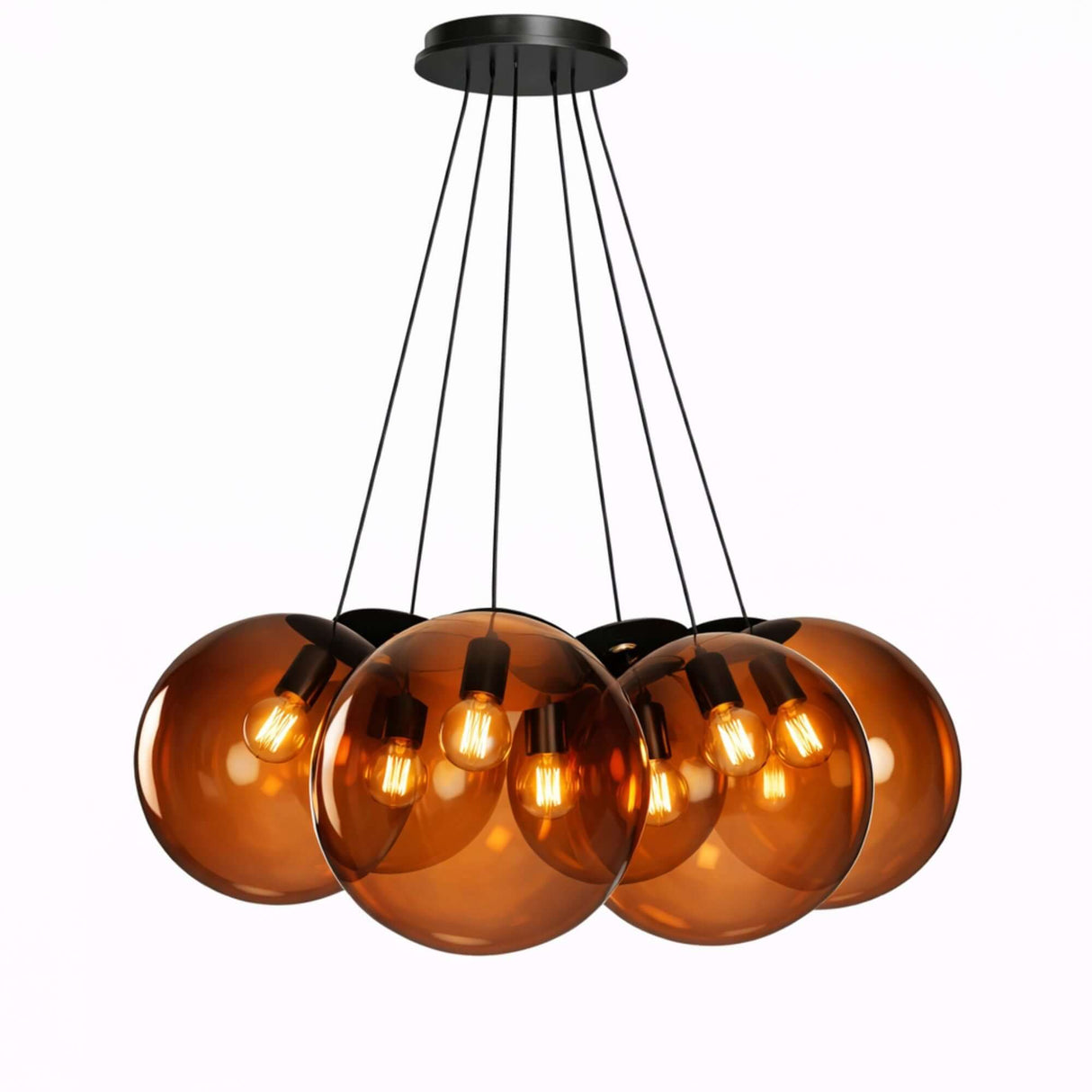s.luce Orb Cluster Mehrfach-Pendelleuchte 7-flammig 7x40cm mit eleganten Glaskugeln für modernes Wohndesign.