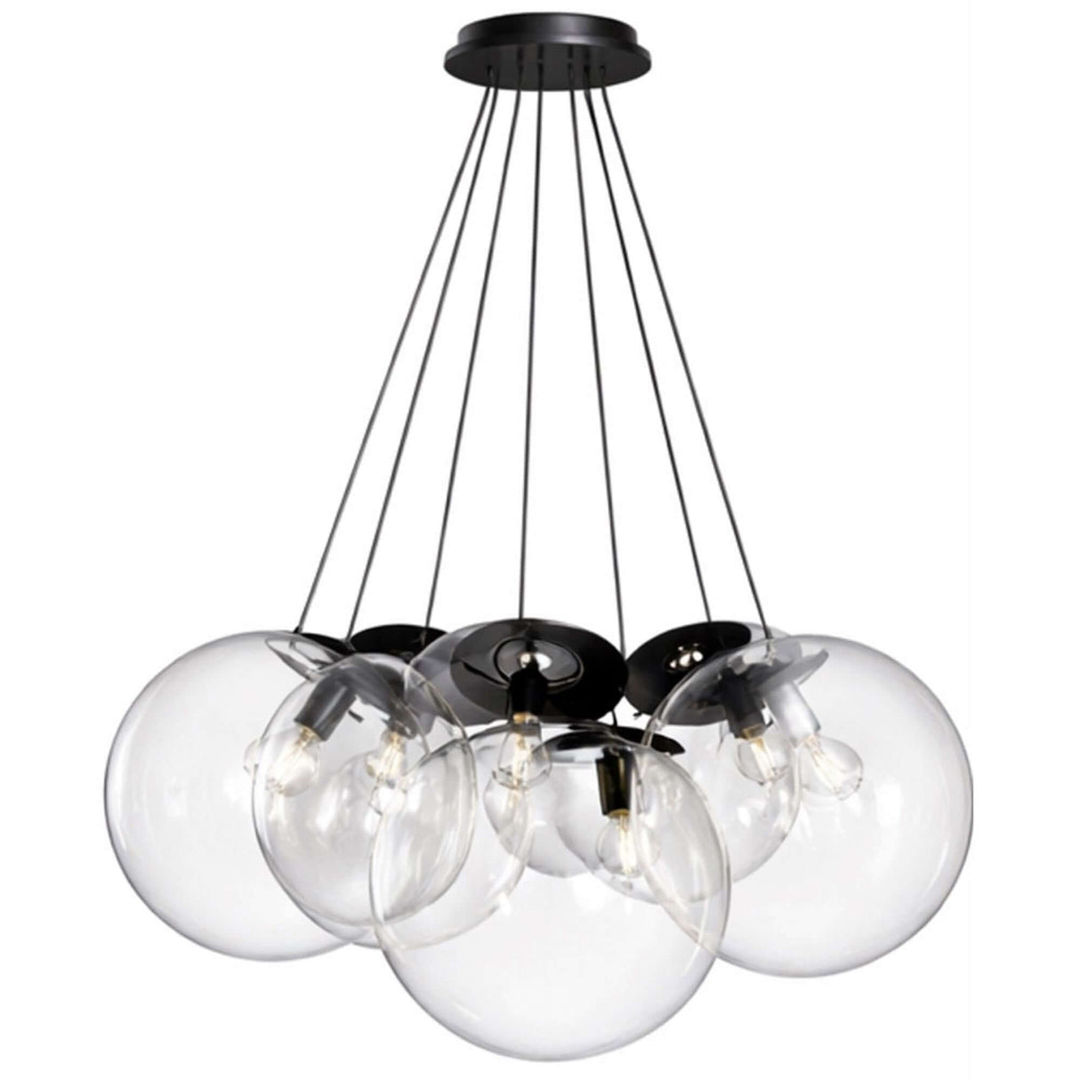 s.luce Orb Cluster Mehrfach-Pendelleuchte 7-flammig 7x40cm aus Glas für moderne Wohnräume, perfekt für Esstisch und Wohnzimmer.