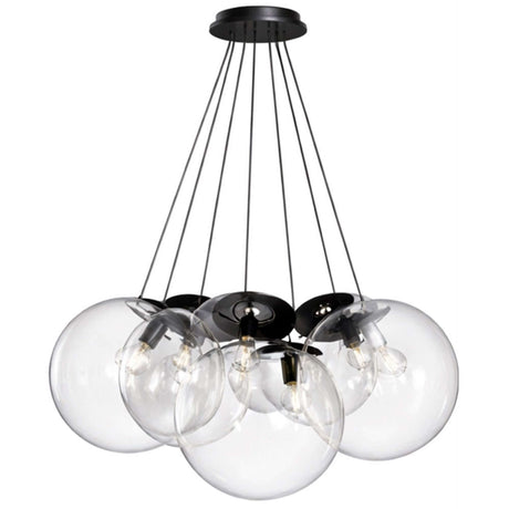 s.luce Orb Cluster Mehrfach-Pendelleuchte 7-flammig 7x40cm aus Glas für moderne Wohnräume, perfekt für Esstisch und Wohnzimmer.