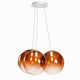 s.luce Orb Cluster Glas-Hängelampe 3-flammig 3x20cm mit drei kupferfarbenen Glaskugeln in eleganter Anordnung.