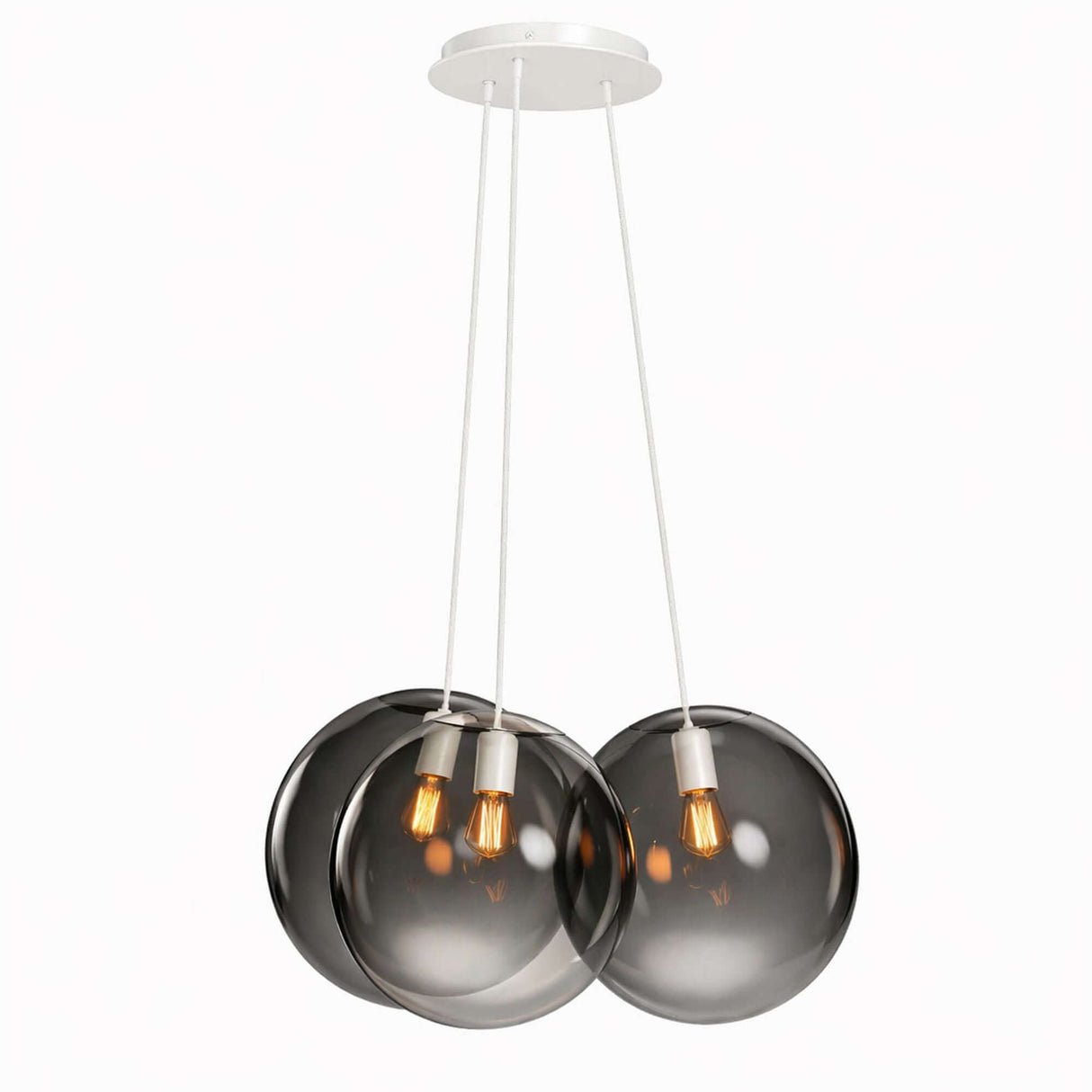 s.luce Orb Cluster Glas-Hängelampe 3-flammig 3x20cm im eleganten Design mit mundgeblasenen Glaskugeln.