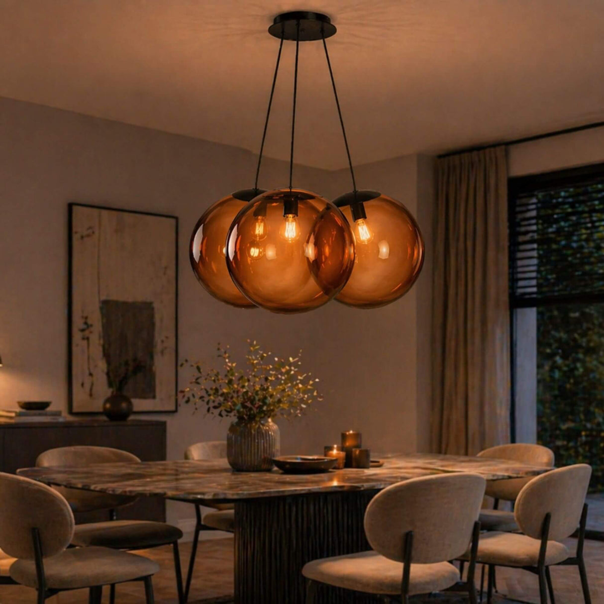 s.luce Orb Luminária pendente Cluster em vidro 3 luzes 3x50cm 