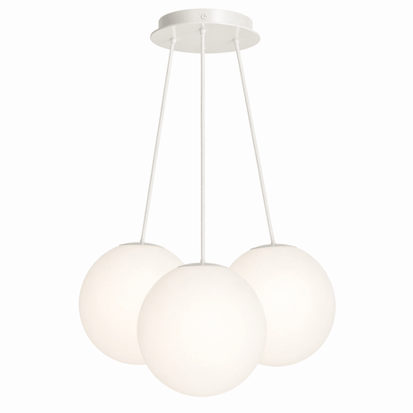 s.luce Orb Cluster Glas-Pendelleuchte 3-flammig 3x30cm mit drei weißen Glaskugeln