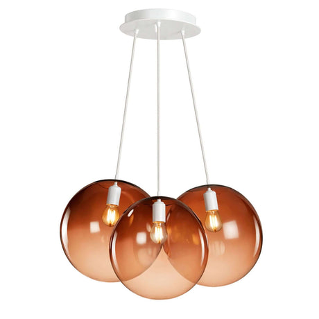 s.luce Orb Cluster Glas-Pendelleuchte 3-flammig 3x30cm mit drei mundgeblasenen Glaskugeln in trendigem Design.