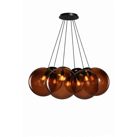 s.luce Orb Cluster Glas-Hängelampe 7-flammig 7x50cm aus hochwertigem, mundgeblasenem Glas für modernes Wohndesign.