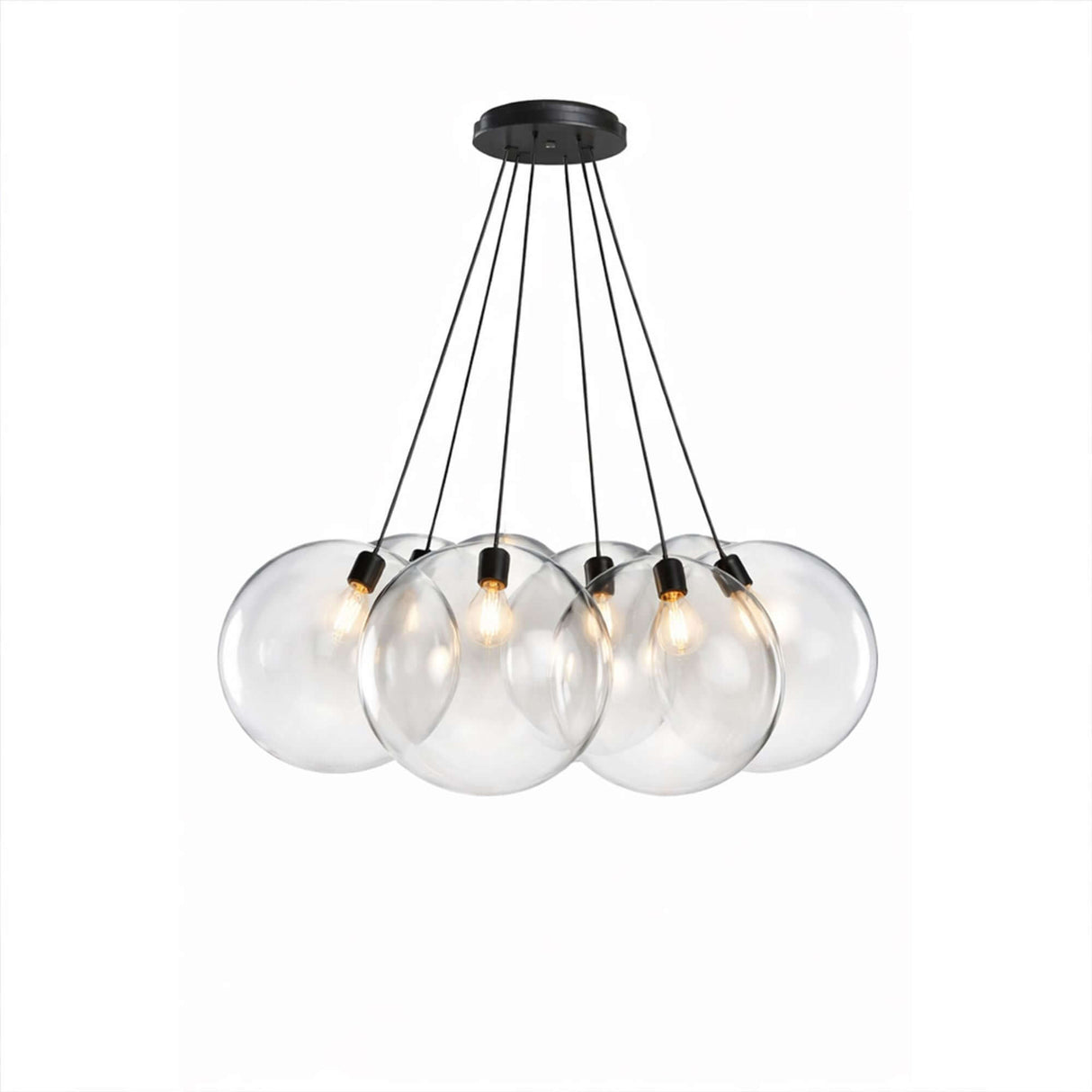 s.luce Orb Cluster Glas-Hängelampe 7-flammig 7x50cm, moderne Pendelleuchte mit mundgeblasenem Glas, ideal für Esstisch.