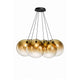 s.luce Orb Cluster Glas-Hängelampe 7-flammig 7x50cm, elegante Pendelleuchte mit mundgeblasenen Glaskugeln für modernes Wohnen.
