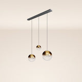 Orb Esstisch-Hängelampe 3-flammig 120cm Ø 20/30/40 s.luce Gold Verlauf Schwarz