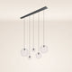 s.luce Orb Esstisch-Hängeleuchte 5-flammig 160cm mit fünf schlichten Glaskugeln und modernem Design.