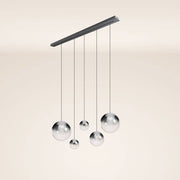 s.luce Orb Esstisch-Hängeleuchte 5-flammig 160cm mit schimmernden Kugeln in modernem Design