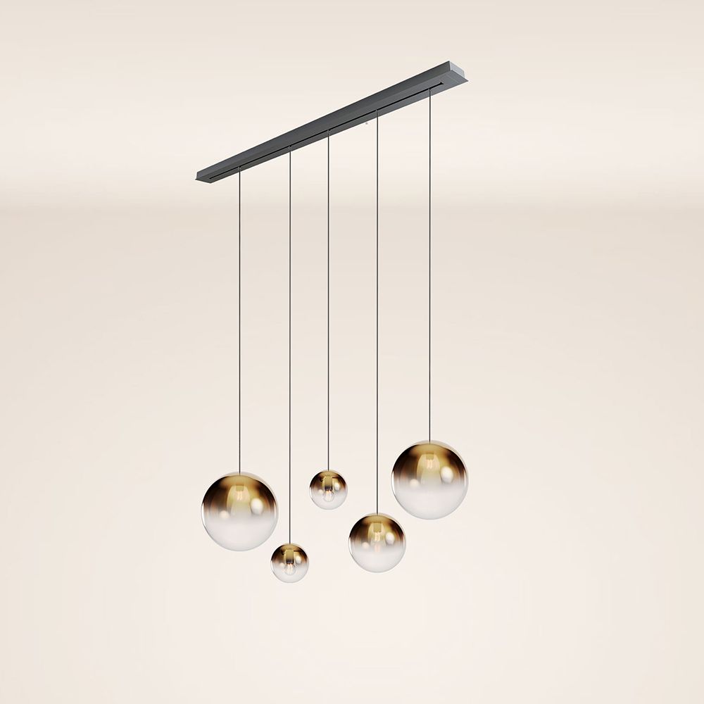 Orb Esstisch-Hängeleuchte 5-flammig 160cm s.luce Gold Verlauf Schwarz