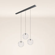 s.luce Orb Suspension de salle à manger à 3 lumières 160 cm Ø 3x40 avec trois globes en verre au design moderne