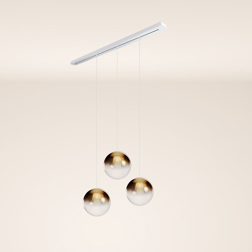 Orb Esstischleuchte 3-flammig 160cm Ø 3x40 s.luce Gold Verlauf Weiß