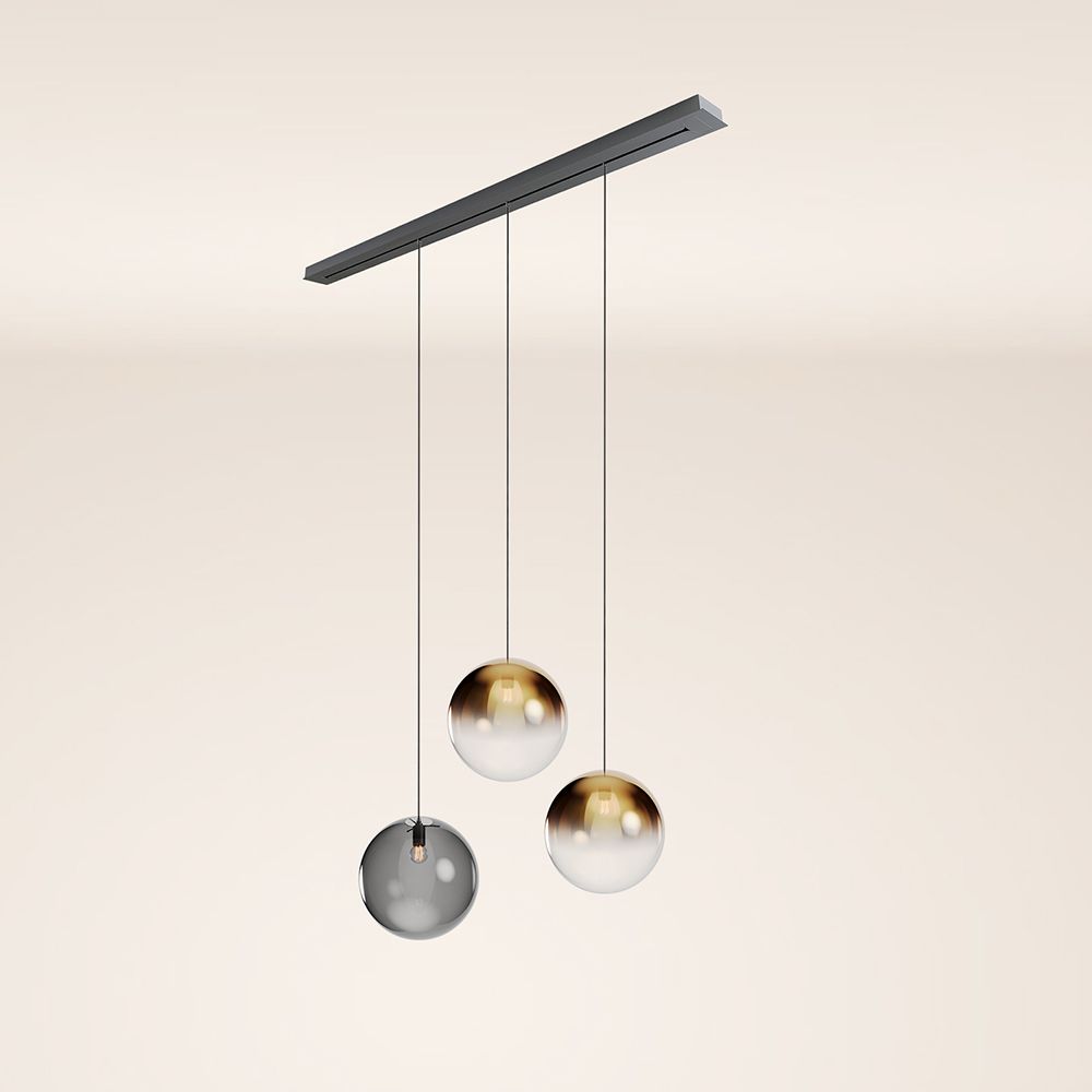 Orb Esstischleuchte 3-flammig 160cm Ø 3x40 s.luce Gold Verlauf/Rauch Schwarz