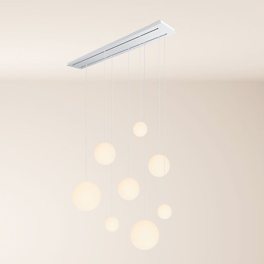 Orb Esstischleuchte 8-flammig 160cm 2-reihig s.luce Weiß Weiß