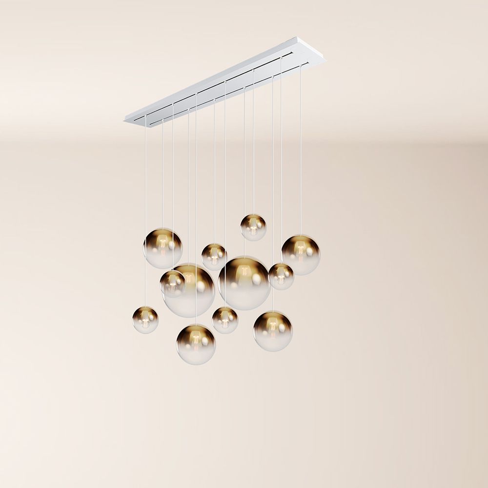 Orb Esszimmerlampe 12-flammig 160cm 2-reihig s.luce Gold Verlauf Weiß