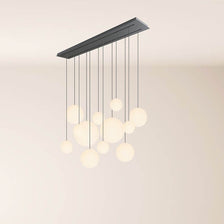 s.luce Orb Lampe de salle à manger à 12 flammes, 160 cm, à 2 rangées, dans un design moderne avec des luminaires flottants.