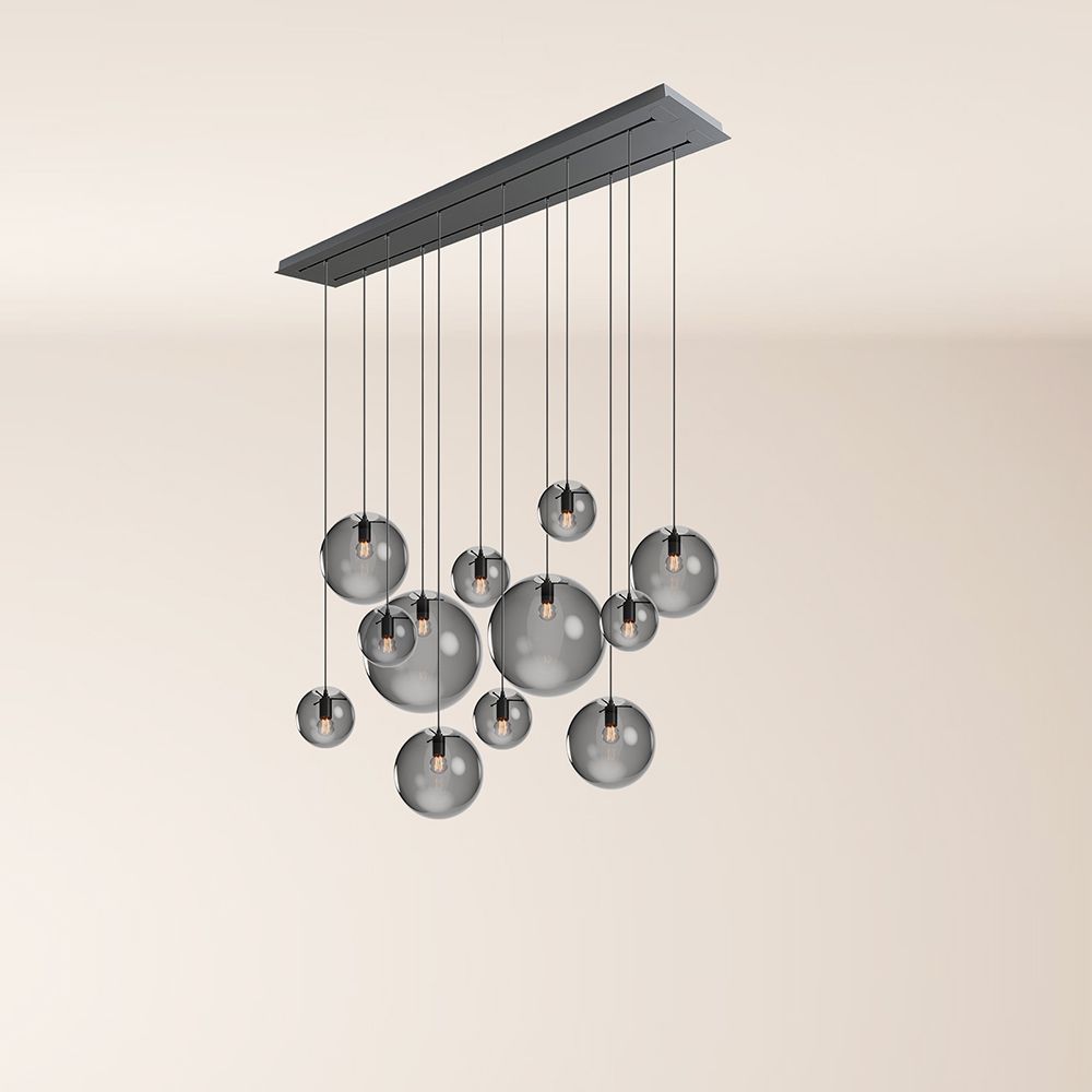 Orb Esszimmerlampe 12-flammig 160cm 2-reihig s.luce Rauch Schwarz