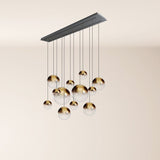 Orb Esszimmerlampe 12-flammig 160cm 2-reihig s.luce Gold Verlauf Schwarz