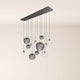 s.luce Orb Esszimmerlampe 12-flammig 160cm 2-reihig mit hängenden Glaskugeln für modernes Ambiente.