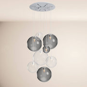 s.luce Orb 8-light Gallery Lamp Modular with modern, floating glass spheres and stylish canopy