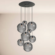 s.luce Orb Galerielamp 8-vlammig Modular met stijlvolle glazen bollen en modern design.