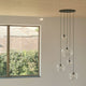 s.luce Orb Galerieleuchte mit 3- oder 5-flammigem Baldachin, moderne Hängeleuchte im Innenraum.