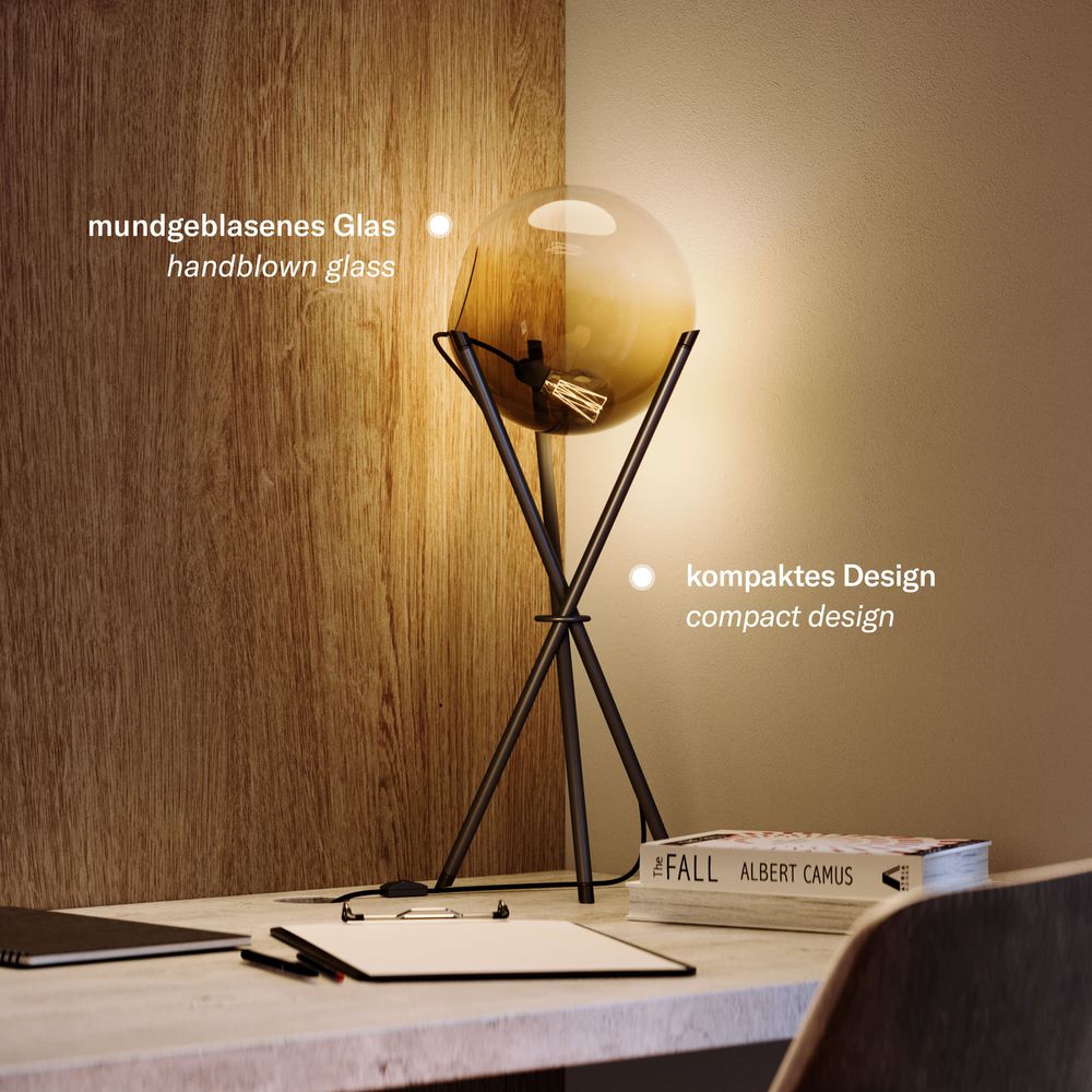 s.luce Szklana lampa stołowa Orb statyw 20cm