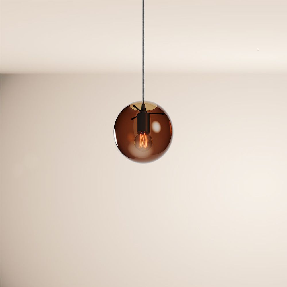 s.luce Orb Boule en verre Lampe à suspendre 150cm Suspension noire