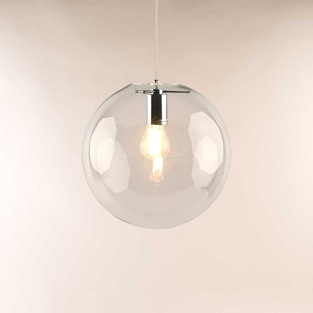 s.luce Orb glass ball pendant light with clear ball and visible bulb light.