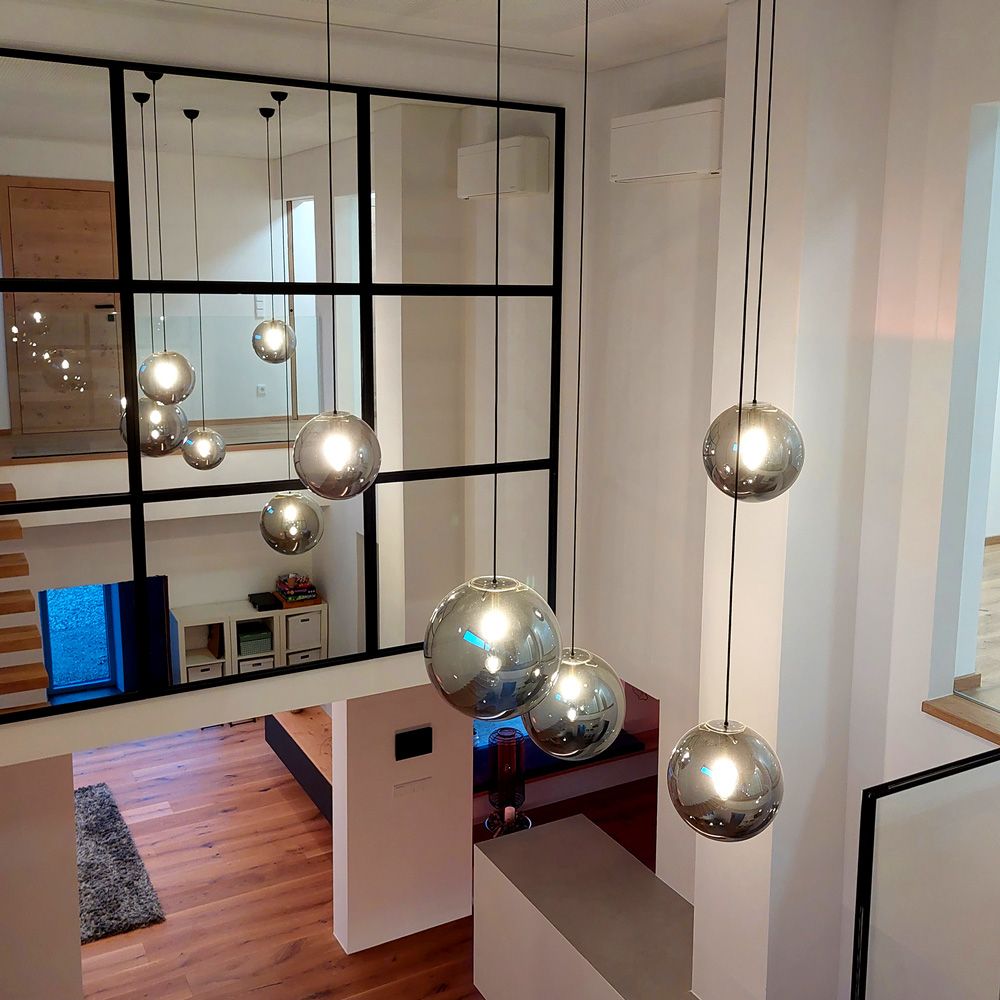s.luce Lampada a sospensione con globo in vetro Orb