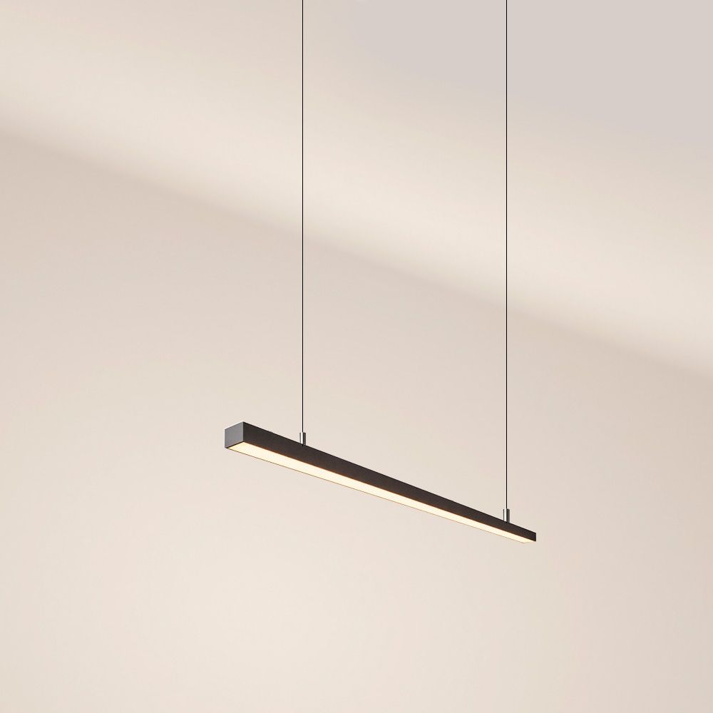 s.luce Oris LED linear lamp office pendant light XL custom-made 2700K in modern design hanging.
