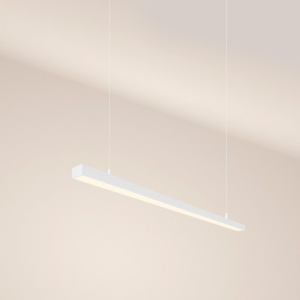s.luce Oris LED linear lamp office pendant light XL custom-made 2700K in modern design, white light.