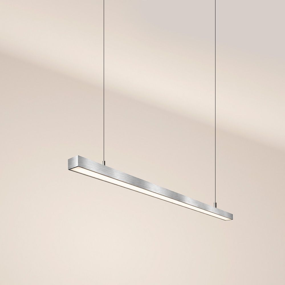 s.luce Oris LED linear light office pendant lamp XL made to measure 4000K simple, modern pendant lamp in silver.