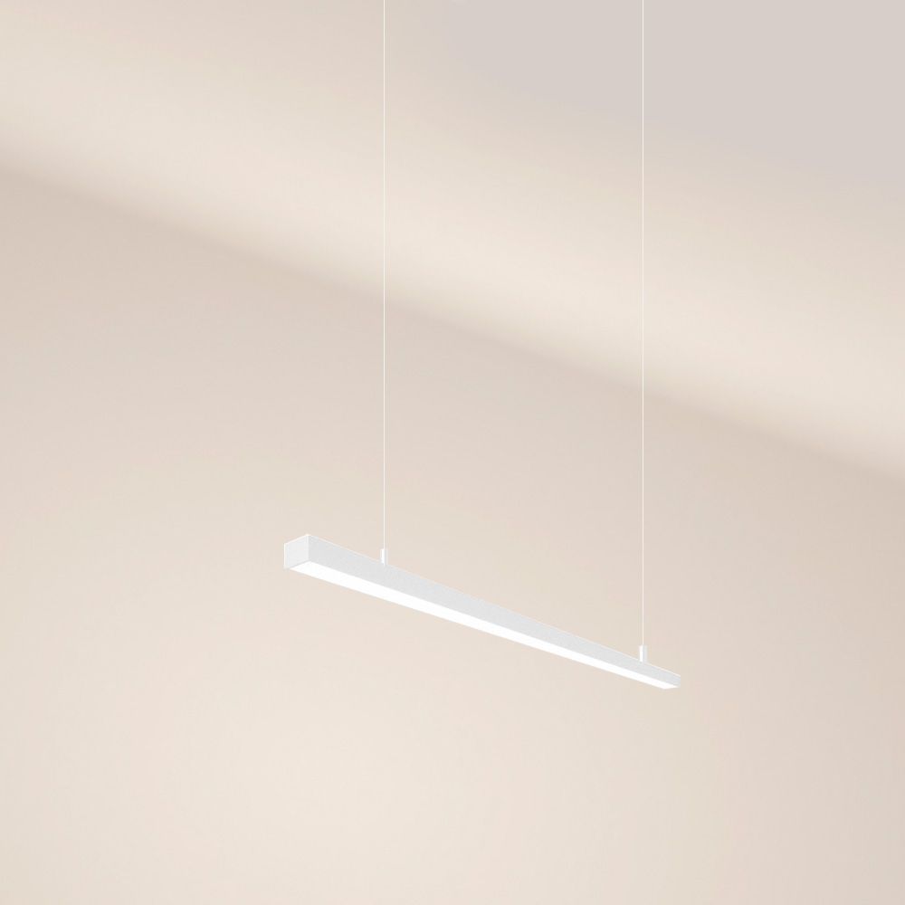 s.luce Oris LED linear light office pendant lamp XL made to measure 4000K in minimalist white execution.