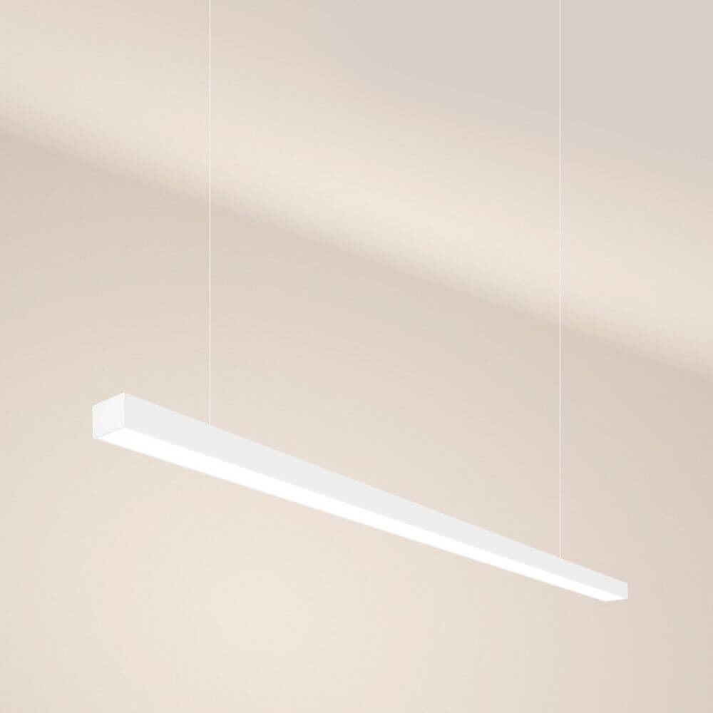 s.luce Oris LED-Linienleuchte Büro-Pendellampe XL nach Maß 4000K, elegante weiße Pendelleuchte